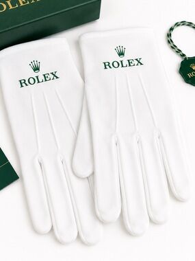 Rolex White and Green Gloves